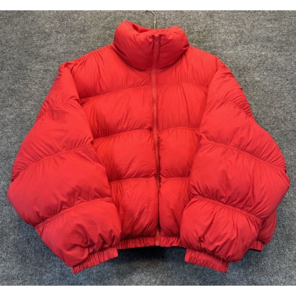 Wild Fable Women's L Red Puffer Jacket Cropped Oversized Winter Coat NWT